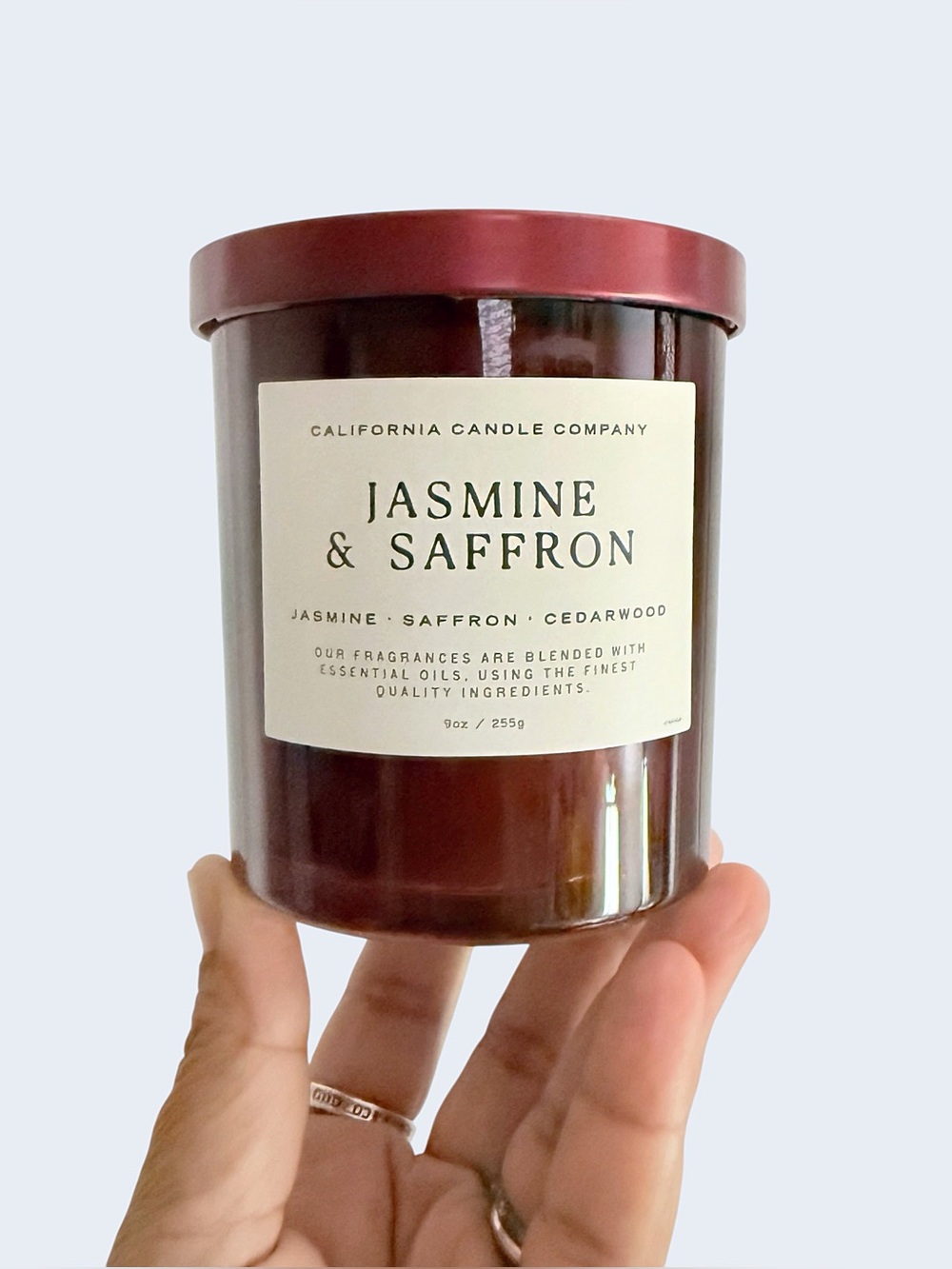 Leoben Company Jasmine & Saffron Scented Candle - Deep Red